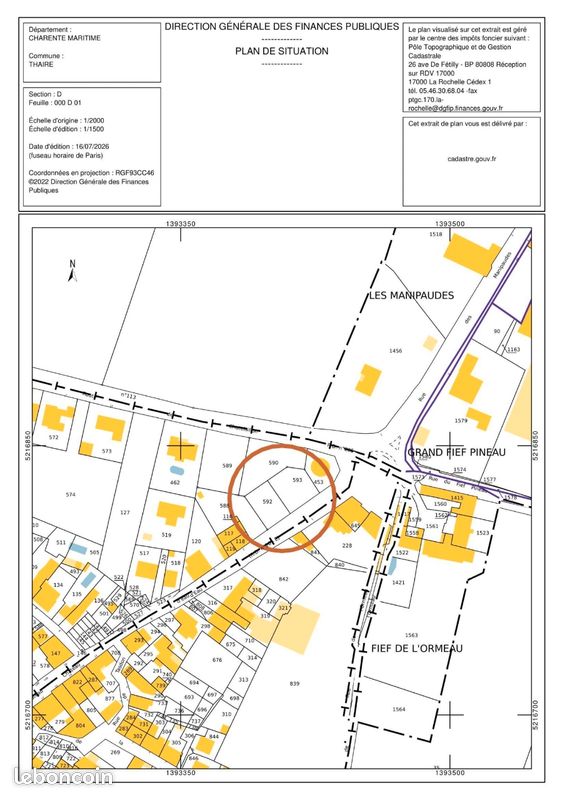 Terrain constructible 424 m² · à Thairé · 59 900 €