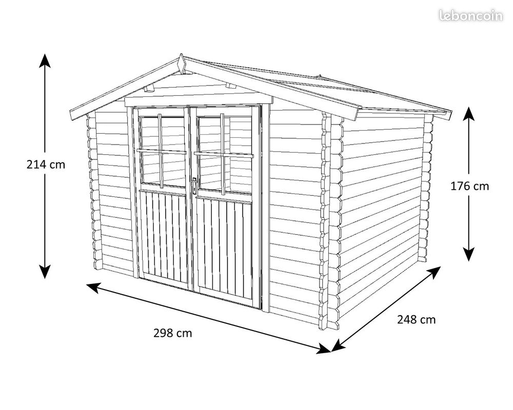 Abri de jardin 7,83 m² en pin autoclave Abri jardin bois rangement bois (image 5)