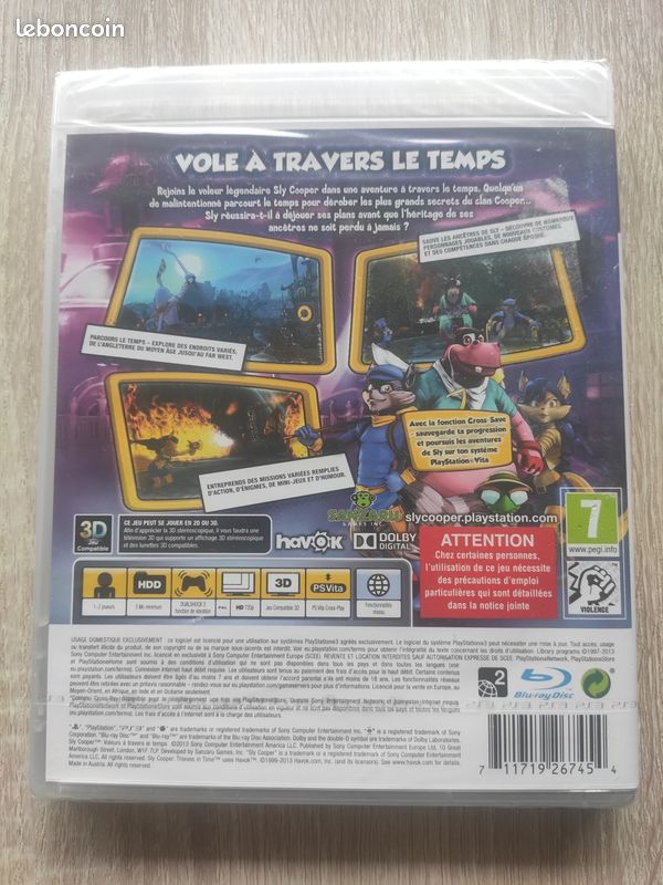 Jeu Sly Cooper : Voleurs à Travers Le Temps PS3 Version FR - Très Bon état, Sans Notice
