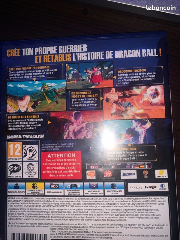 (JEU PS4 DBZ XENOVERSE) (Complet) (image 3)