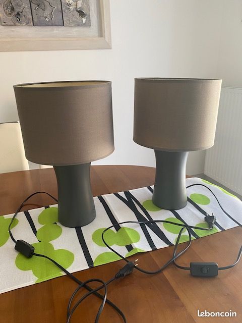 2 Lampes à poser moderne grise hauteur 41 cm (image 1)
