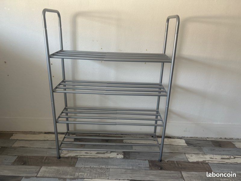 Étagère à chaussures, système d'emboîtement, 2 niveaux, 8 paires, HLP 45x90, 5x30,5 cm, rangement métal, noir, Relaxdays | Leroy Merlin