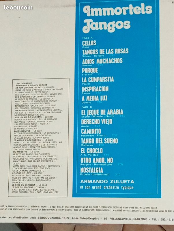Vinyle 33T Immortels Tangos (image 2)