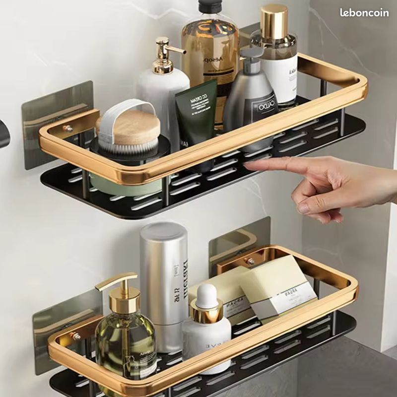 Étagère de salle de bain en aluminium, 30x12x5 cm, sans perçage, 3 pièces (image 1)