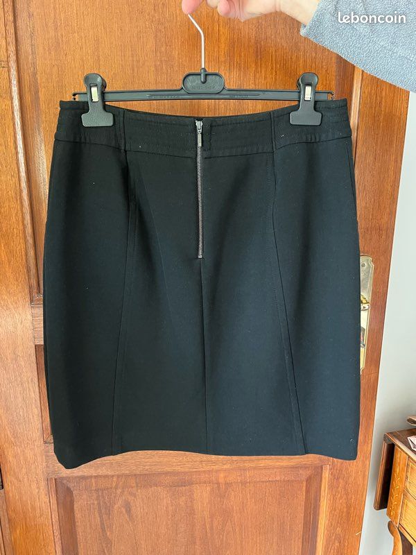 Jupe 1.2.3 Noir Taille 38 En Polyester - Occasion Très Bon état, Coupe Crayon Pro !