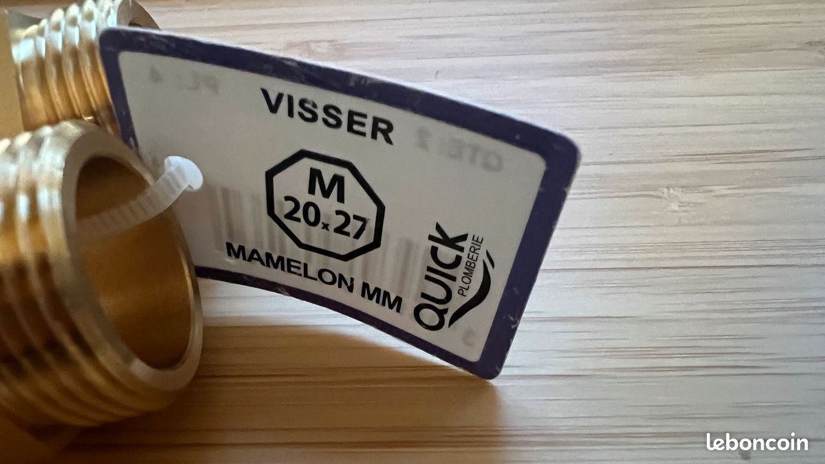 Lot de 2 mamelons à visser laiton M 20 x 27 pour tube en cuivre (image 3)