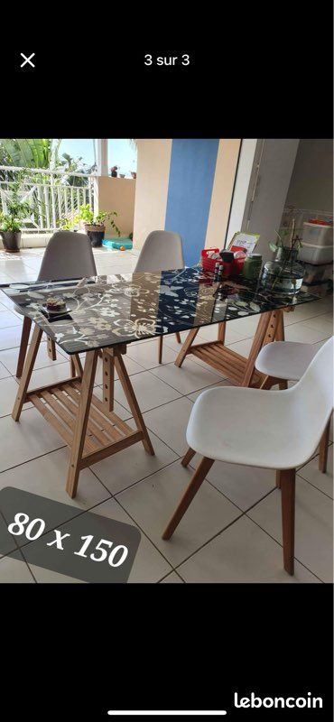 Plateau table bureau en verre 80x150 (image 3)