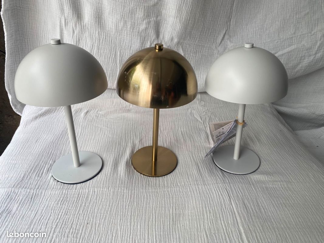 Lot de deux lampes champignon grises rechargeable USB tactile NEUVE (image 2)