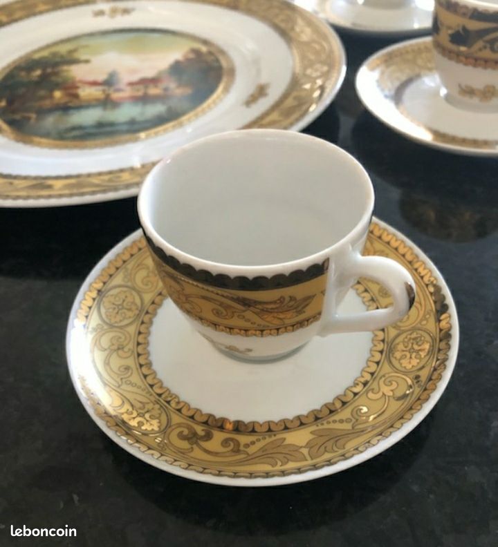 Vintage rare service à café PORCELAINE DEPOS doré or 24K T LIMOGES doré or 24K (image 2)