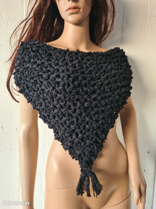 Cape en tricot bouclette poncho vintage (image 6)