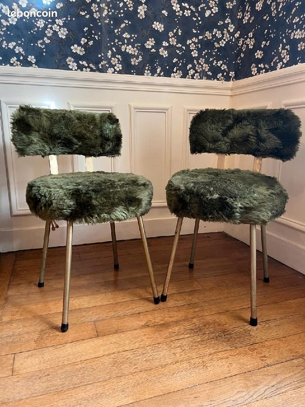 2 chaises vintage moumoute Pelfran (image 1)