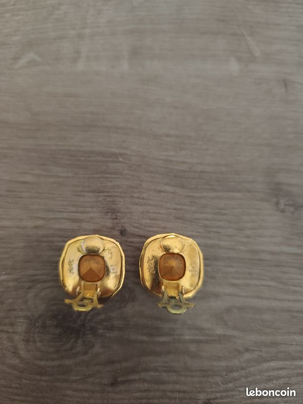 Boucles D'oreilles Clips Vintage YVES SAINT LAURENT - N°2, Plaqué Or, Fait En France, Occasion