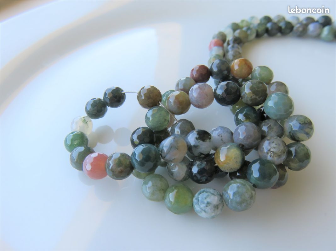 Lot de perles facettées en pierres naturelles Agate indienne 6 mm (image 1)