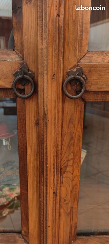 Très Rare et très ancien meuble d'angle, armoire, vitrine, bibliothèque bois massif, étagère, vaisselier, très belle qualité, avant 1900 (image 8)