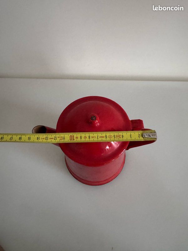 Théière vintage émaillée rouge (image 5)