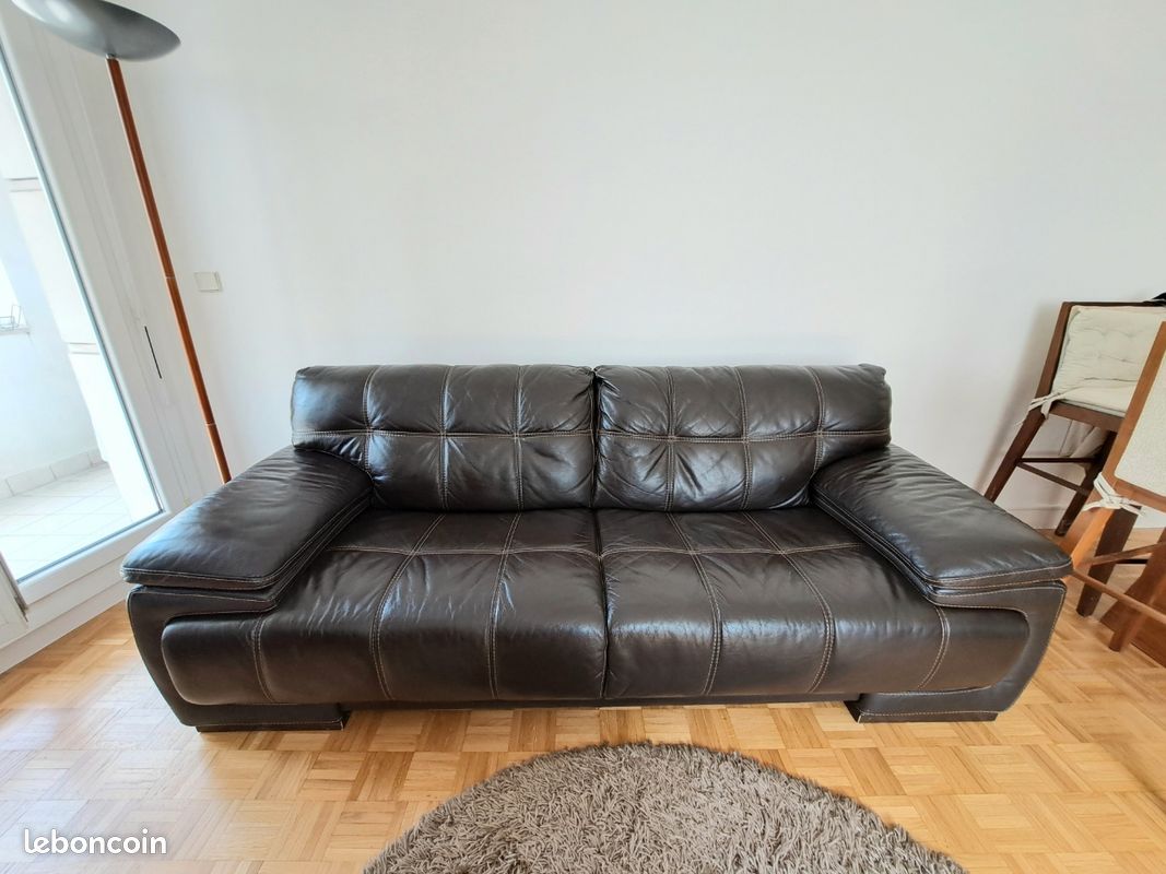 Canapé en cuir 3 places Mobilier de France (image 1)