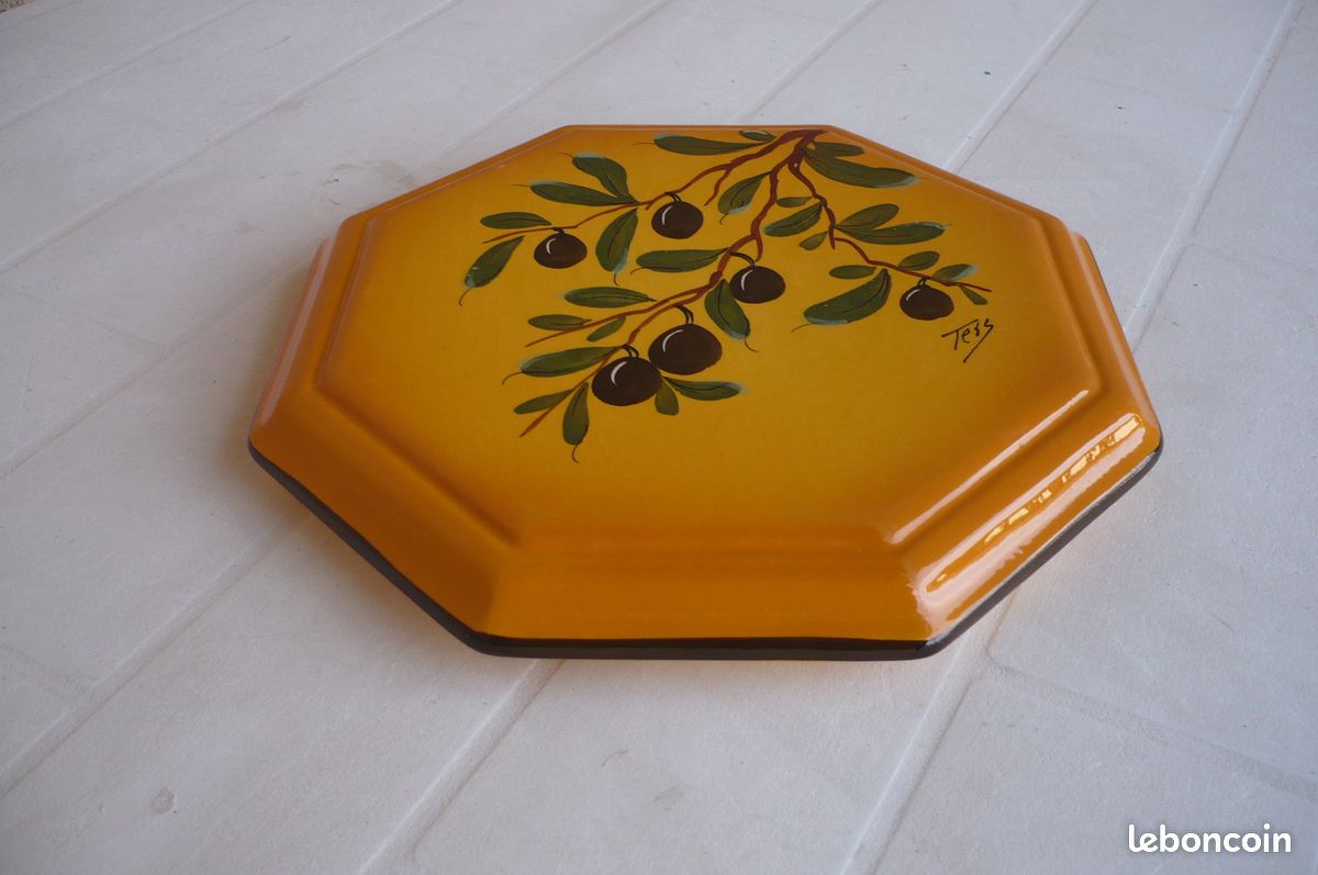 VINTAGE - Dessous de plat octogonal décor olives - Tess - TBE (image 5)