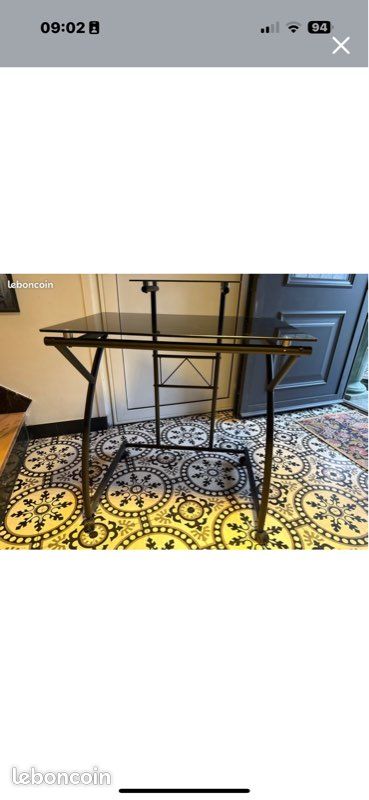 Bureau PC laqué noir en verre (image 1)
