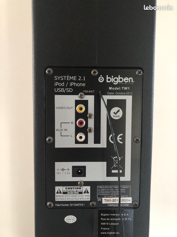 Big Ben TW10 Tour Multimédia 2.1 – Son Puissant, Radio FM, USB/SD, Micro & Horloge !