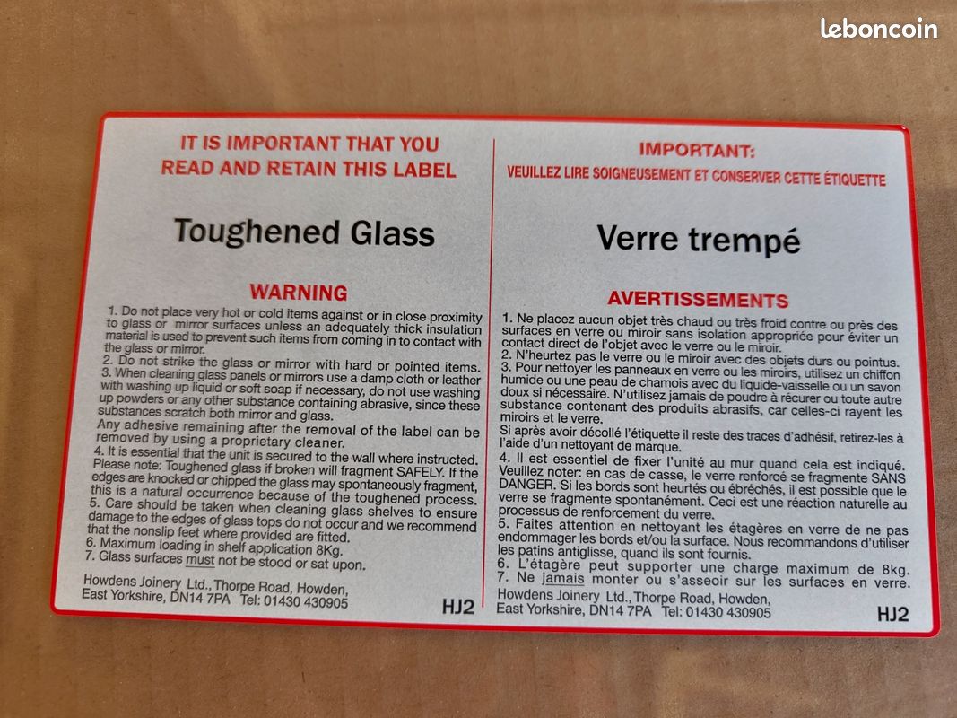 Étagère en verre trempé 56cmx26 (image 3)