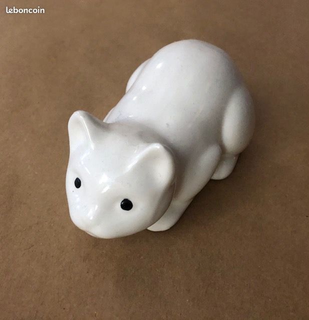 Figurine porcelaine céramique chat blanc (image 1)