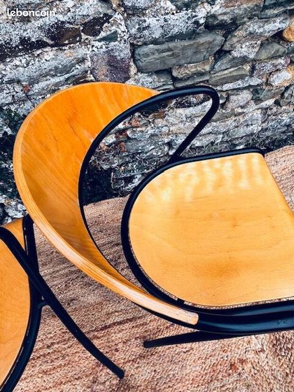 Paire de chaises bois et métal noir (image 13)