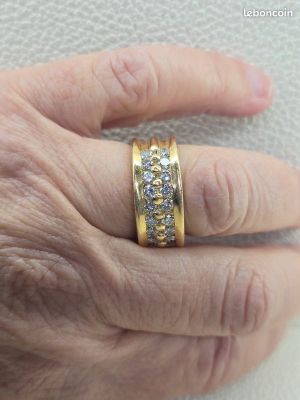 Bague Or 18 Carats Avec Diamants - Style Éternité - Poids 3,71 G - Taille 52 - Occasion