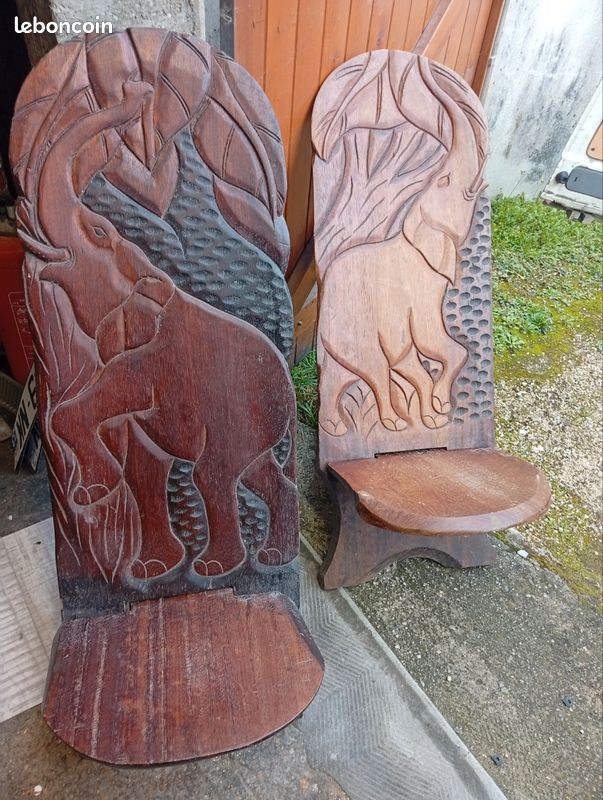 Lot de 2 chaises africaines éléphant (image 1)