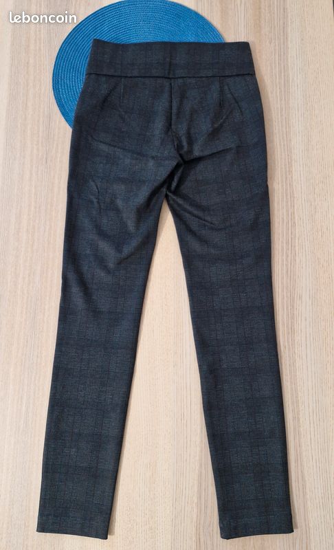 Legging pantalon noir maille taille élastique Zara femme évasé fluide flare côtelé L neuf - Vêtements