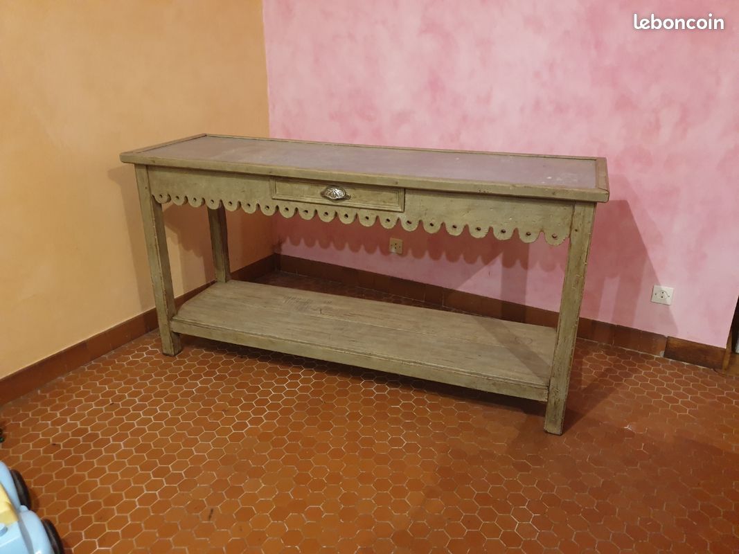 Console festonné bois zinc (image 3)