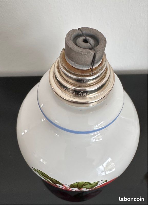 Lampe Berger Vintage Céramique Décor Fruits - Brûleur Abîmé, Pièce De Collection