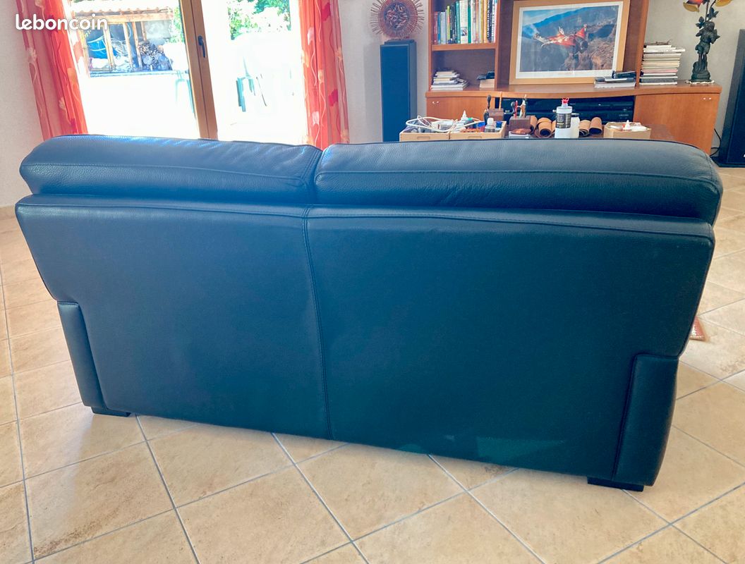 Canapé en cuir de buffle noir Roche Bobois (image 6)