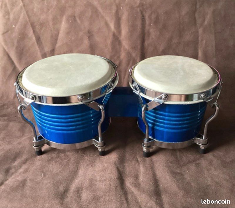 Tambourin à Pied Double Rangée Pour Cajon - Grelots Métalliques, Sangle Réglable, Corps ABS (bleu)