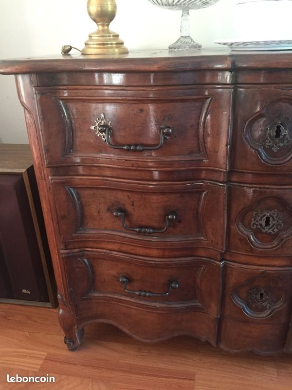 Belle Commode 18eme Arbalète Noyer Massif (image 5)
