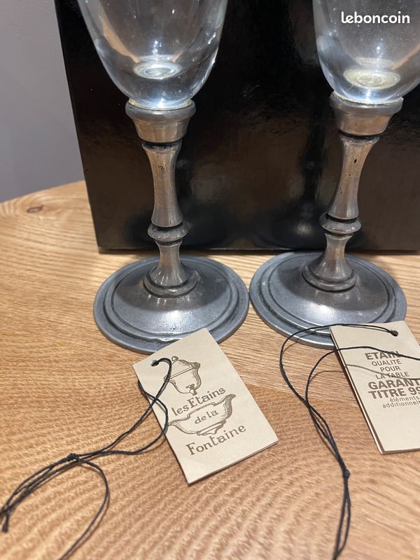 Paire de flûtes en cristal & étain – Cristallerie Hartzviller x Les ÉtaIns de la Fontaine (image 3)