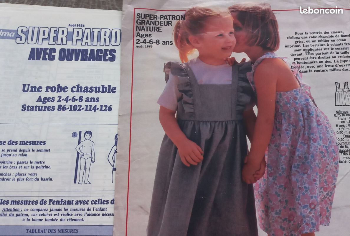 PATRON ROBE TABLIER taille ans patronage couture PRIMA