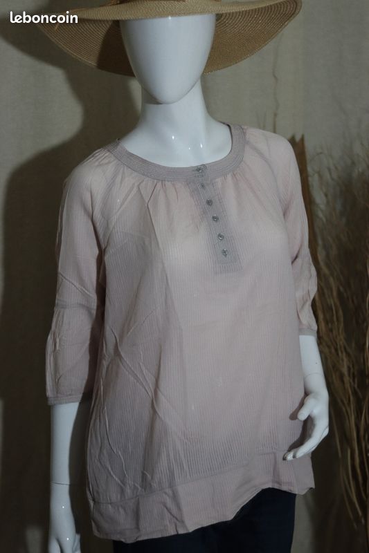 Blouse bouffante rose gris (image 7)