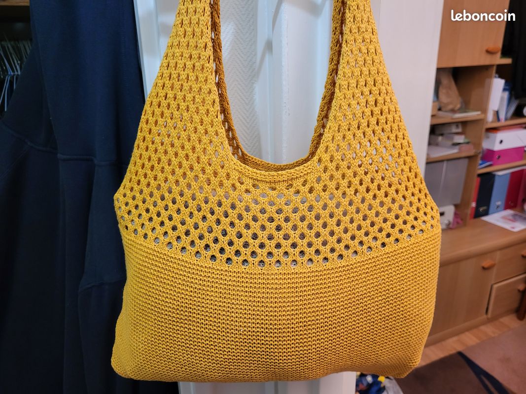 Sac à effet crochet neuf orangé 31x40 cm fourre tout (image 2)
