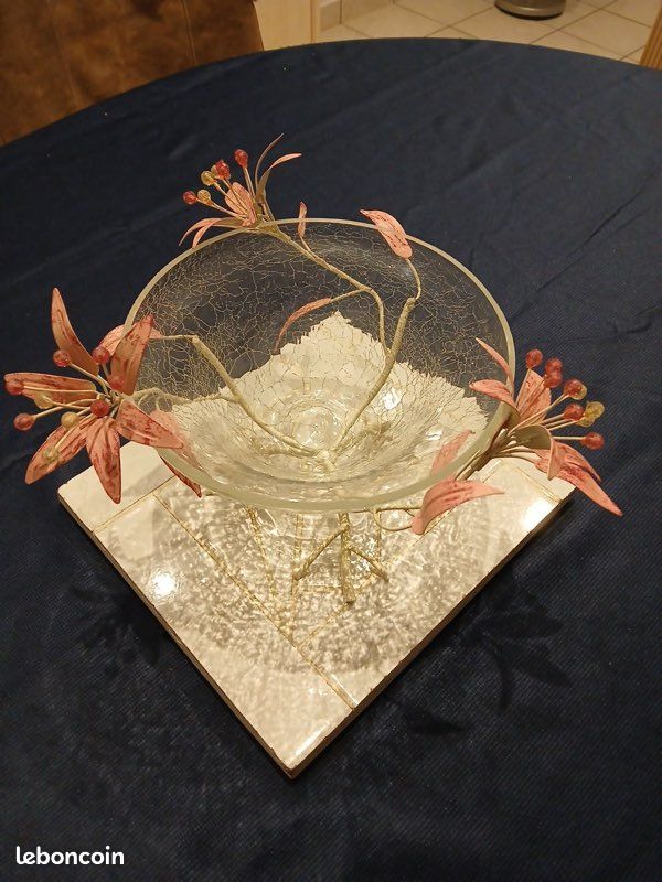 Coupe de fruit verre et fer forgé (image 1)
