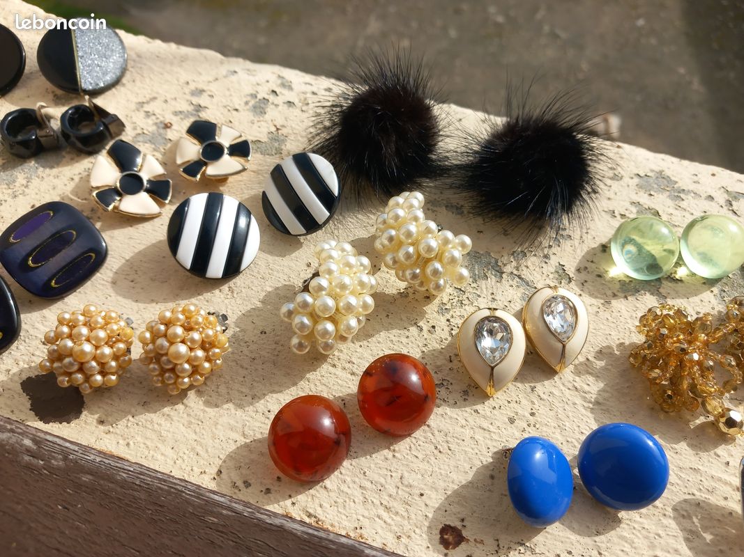 Boucles D'oreilles Clips Vintage Années 70 En Résine - Style Rétro Intemporel