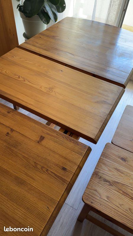 Table a manger extensible rallonges intégrées en bois mexicain + 4 chaises (image 12)