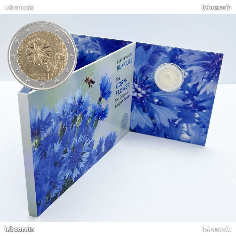 Pièce 2 euro BU Estonie Le bleuet 2024 coincard (image 1)
