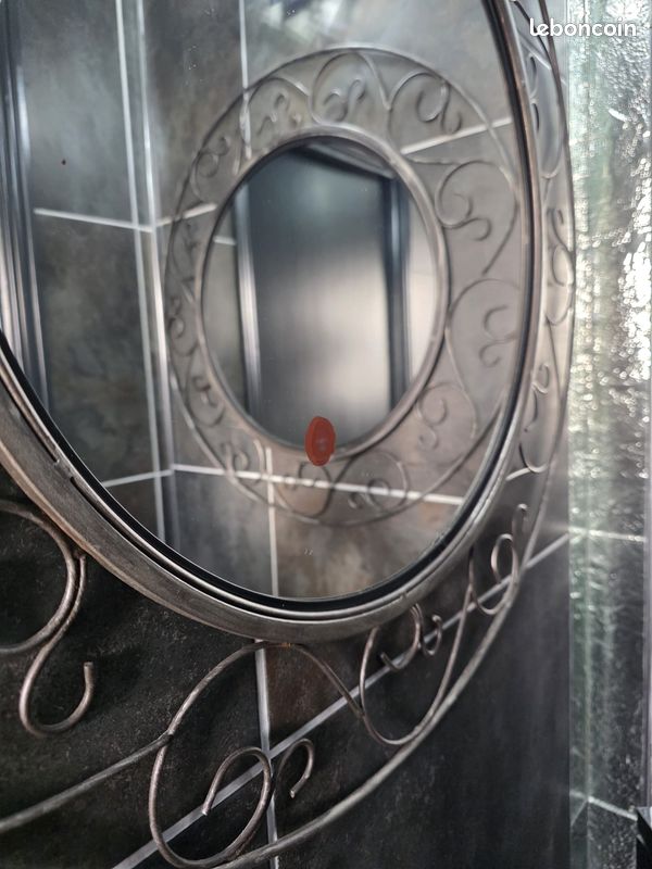 Lot 2 Miroirs métal noir gris - Diam. 68 cm dont 1 offert (image 3)