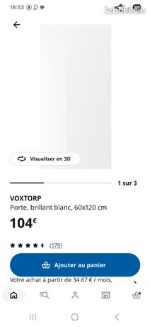 Porte IKEA VOXTORP – 20x80 Cm – Beige Clair Brillant – Neuf