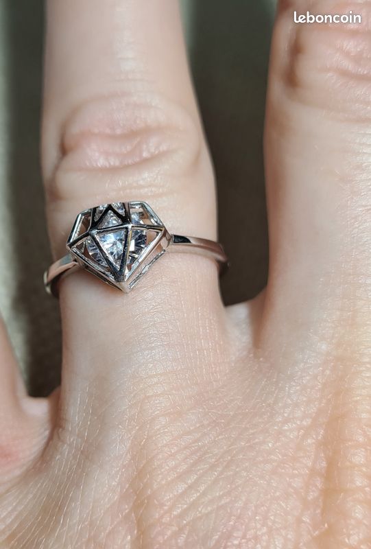 Bague Geometrique Diamant en Argent 925 Neuve (image 3)