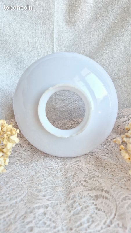 Ancienne applique, Ancien Abat-jour en opaline / porcelaine (image 6)