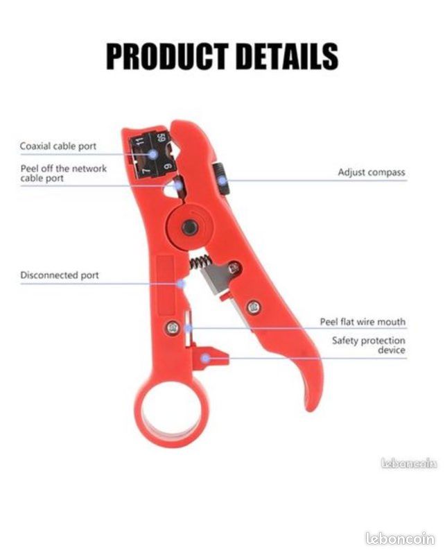 Extracteur électrique multifonction pour câble coaxial RG59 RG6 RG11 RG7 et décapage R6/6 (image 2)