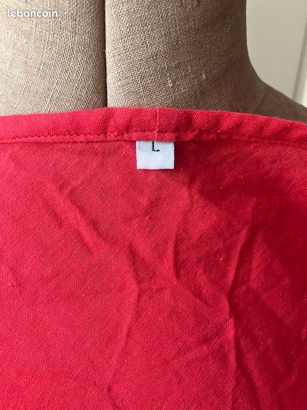 Robe longue rouge à fines bretelles taille L (image 5)