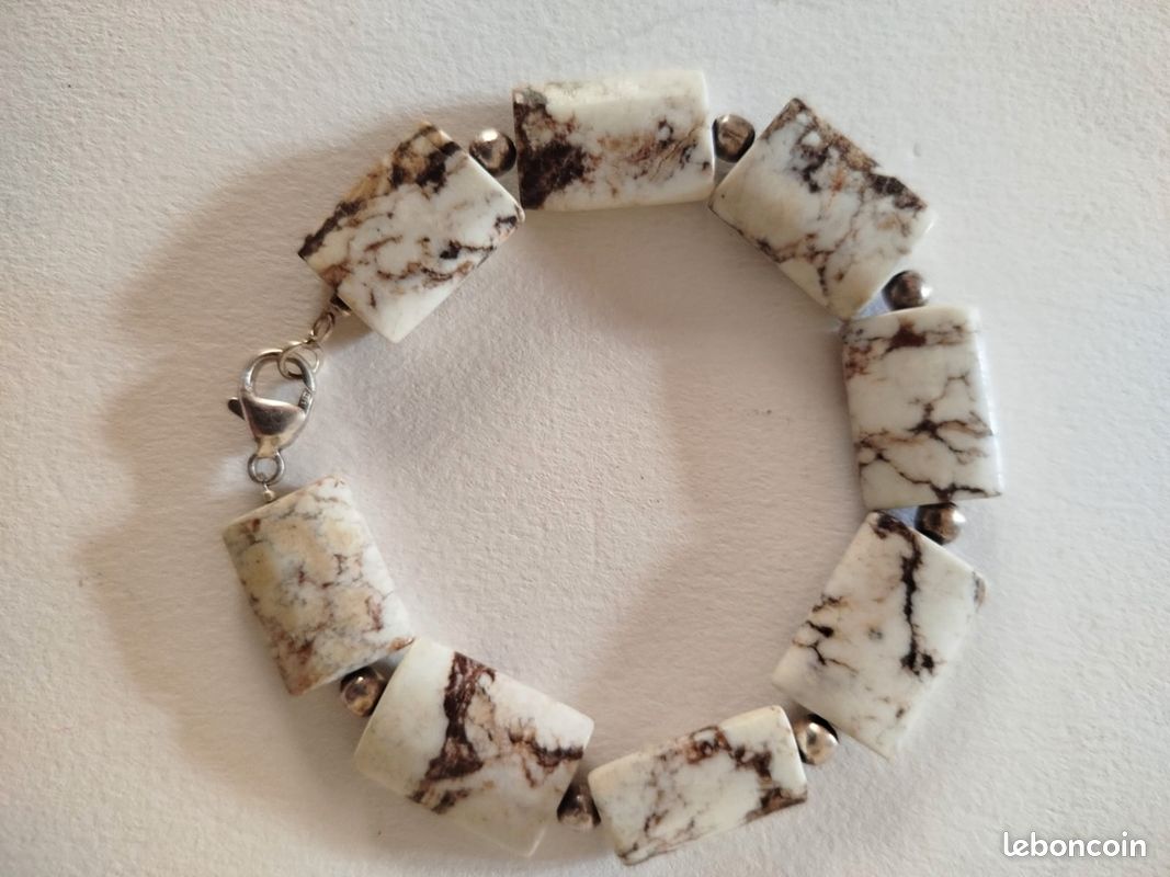 Bracelet pierres naturelles, howlite (image 1)