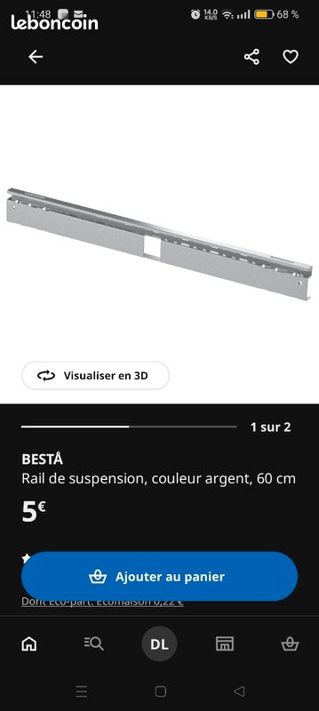 Rail de suspension mural ikea besta 60cm (image 1)